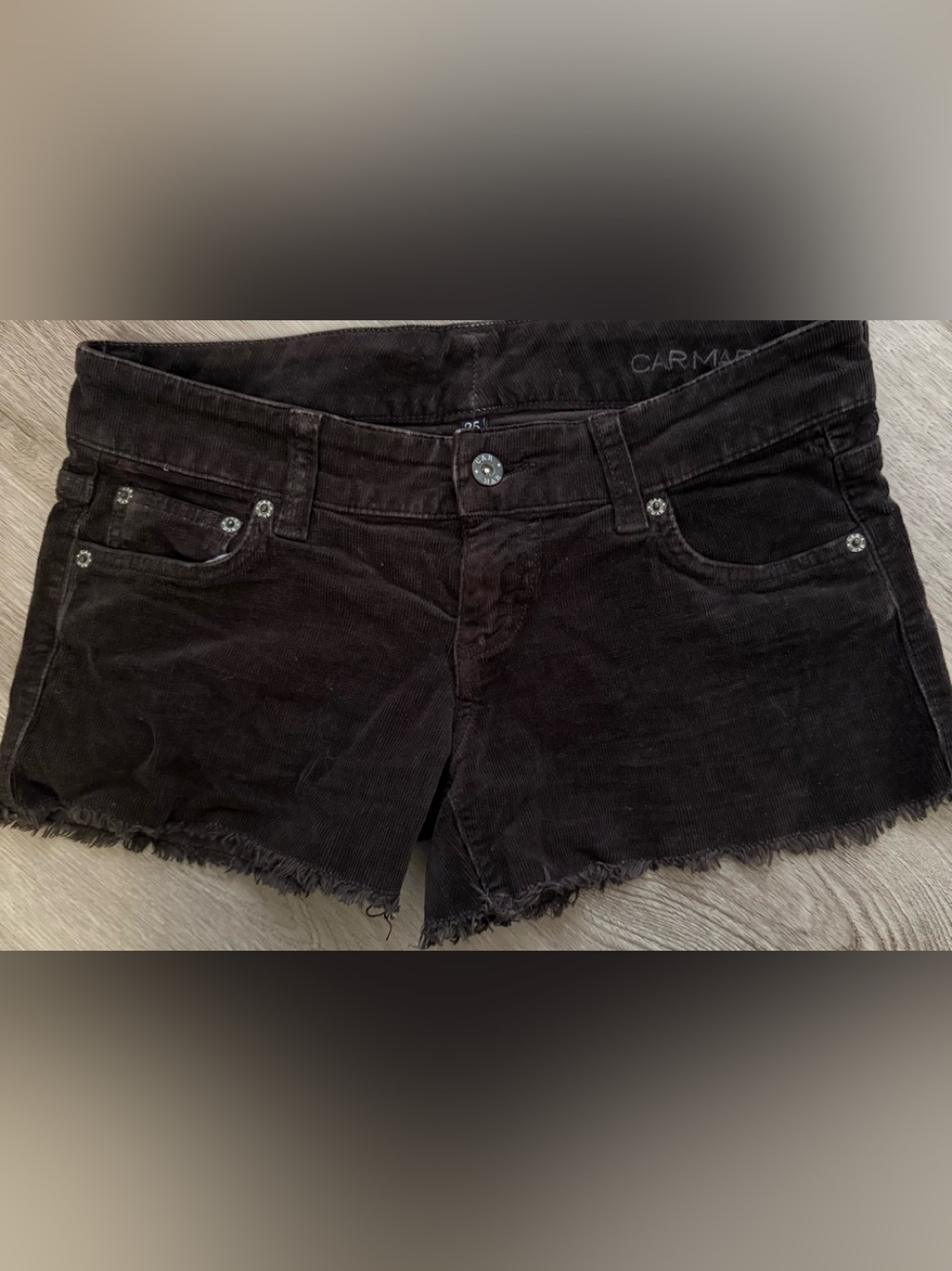 Carmar Dark Brown Corduroy Frayed Hem Shorts 25
